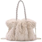 GOKTOW Faux Fur Purse for Women, Soft Fluffy Furry Fuzzy Handbag,3-Way Carry Tote Bag for Winter Daily Commute Shopping