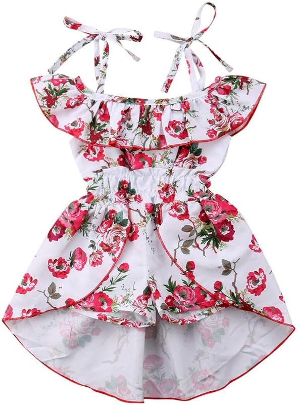Summer Toddler Baby Girl Clothes Halter Dress Bodysuit Floral Sleeveless Jumpsuit Romper Dress Outfit Sets