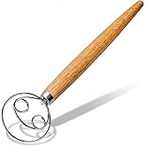 Maxjoy Danish Dough Whisk for Sourdough Bread Baking - Stainless Steel Hook with Wooden Handle