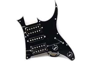 GUTAHARE 3-Ply Prewired Loaded HSH Guitar Pickups Pickguard for Ibanez Electric Guitar Replacement (Black)