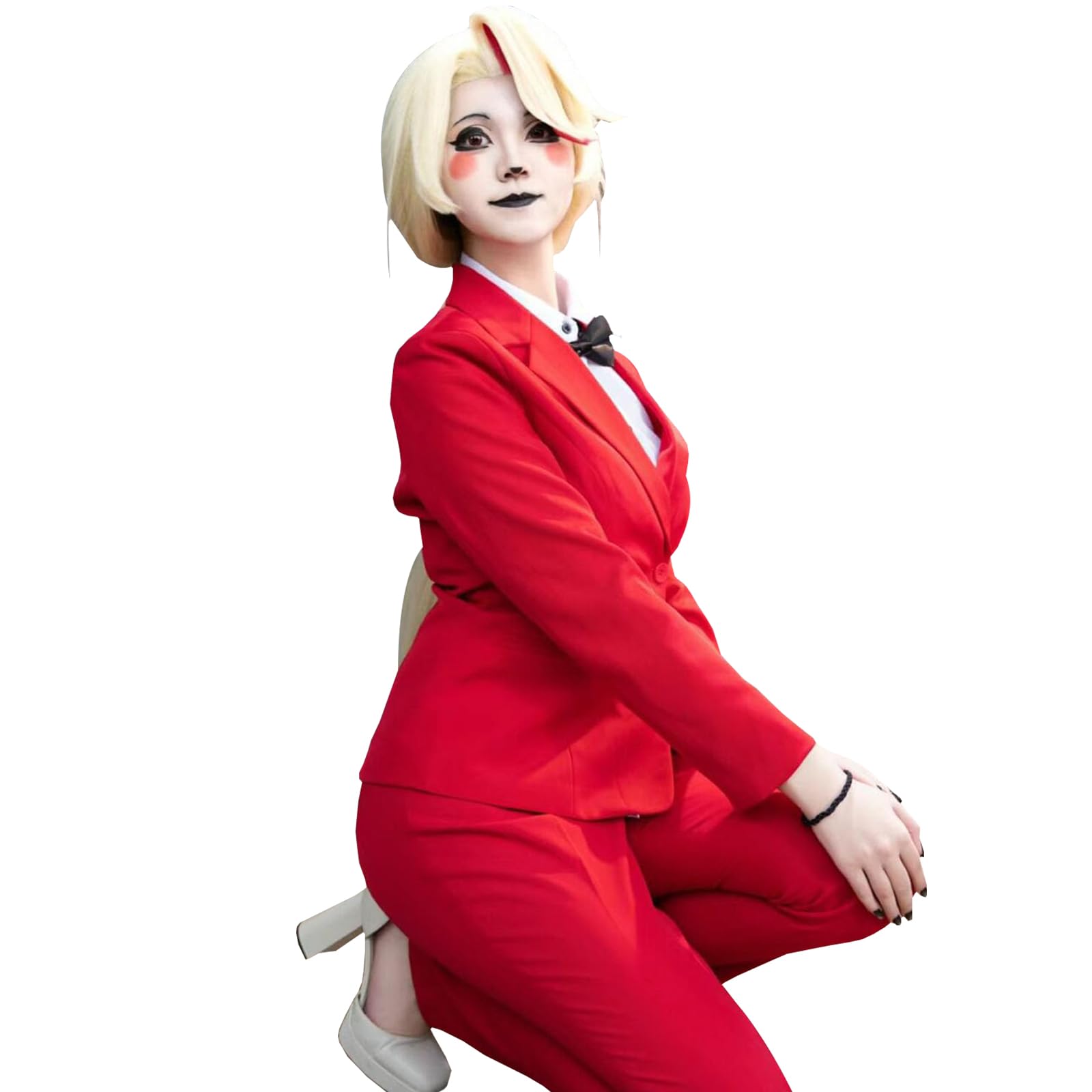 CR ROLECOS Charlie Morningstar Cosplay Hazbin Hotel Costume Adult Red School Uniform with Shirt Halloween Suit XL