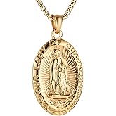 HZMAN Stainless Steel Virgin Mary - Our Lady of Guadalupe Pendant Necklace