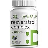 DEAL SUPPLEMENT Resveratrol Complex, 240 Veggie Capsules &ndash; Trans-Resveratrol Supplement with NAD, Quercetin, Turmeric, CoQ10, &amp; More | Non-GMO, Gluten Free