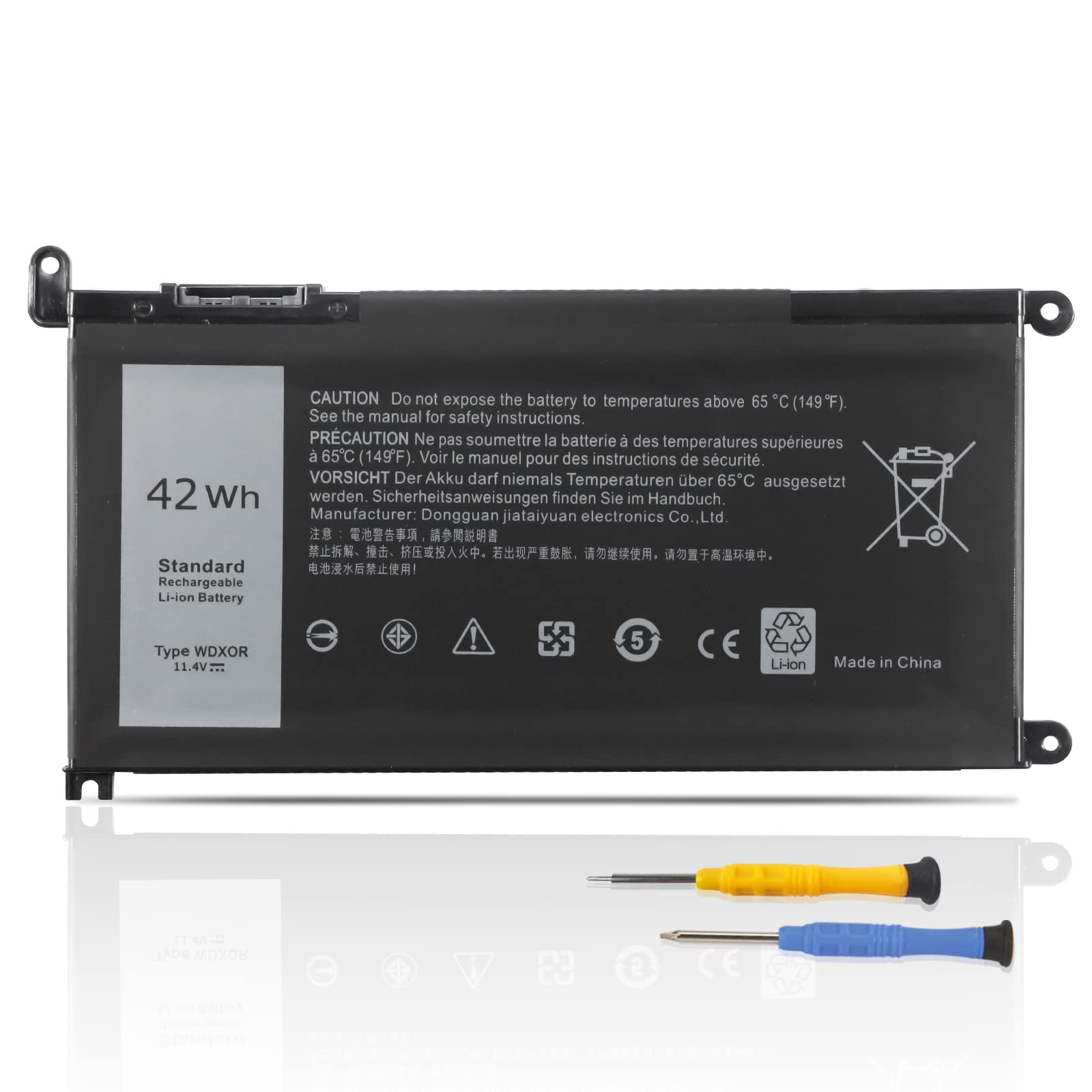 WDX0R WDXOR Battery for Dell Latitude 3480 3580 3189 3379 Inspiron 15 5565 5567 5568 5578 5579 7560 7570 7573 7579 7580 7569 5368 5378 5379 7368 7378 7460 5765 5767 5770 Vostro 5468 5568 3CRH3 T2JX4