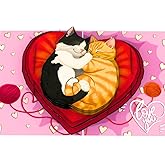 PIECE GIFT - Couple Cat Valentines Card - 3D Pop Up Valentines Day Card for Husband, Wife, Him, Her, Boyfriend, Girlfriend, 6x8 in Valentine Pop Up Cards for Adults - Anniversary Cards for Cat Lovers