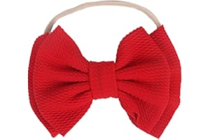 Koolgil Baby Girl's 5 Inches Soft Double Bow-knot Nylon Headband Toddler Headdress for Photography Party Festivals (Red #)