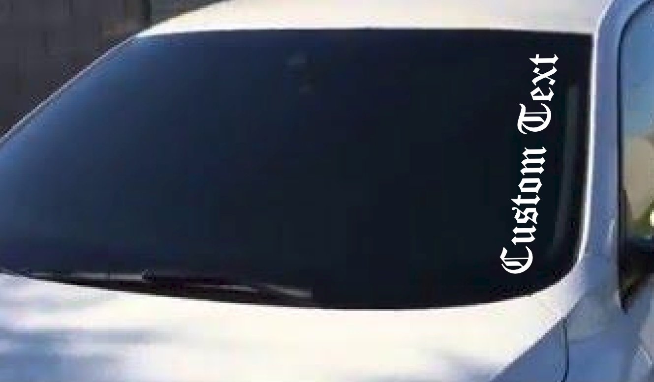 Custom Text Windshield Decal Sticker Vertical Script Banner Side