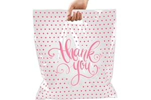 Camtoms Thank You Bags For Business | Plastic Bags With Handles | Plastic Shopping Bags for Small Business | Small Plastic Gift Bags | Boutique Bags | Merchandise Bags 16x18 100pack White 1.75 Mil