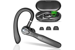 SISISM Bluetooth Headset, Wireless Bluetooth Earpiece with 400mAh Charging Case 50 Hours Talking Time Built-in Microphone for iOS Android Cell Phone, V5.3 Hand-Free Headphones for Trucker, Office, Black