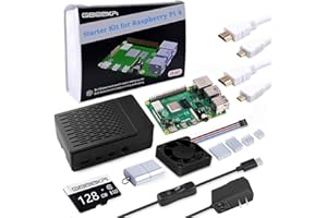 GeeekPi Starter Kit for Raspberry Pi 4 8GB - 128GB Edition, Case with PWM Fan, 18W 5V 3.6A Power Supply with ON/Off Switch, HDMI Cables (8GB RAM)