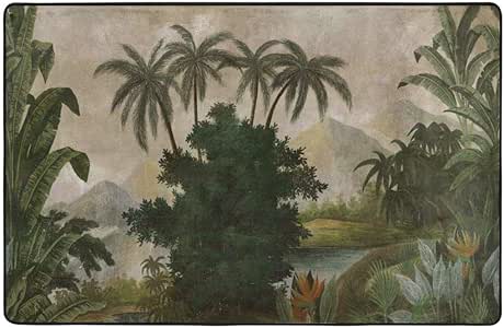 KATERN Alfombra Antideslizante de Baño,Palmeras Junto al Hermoso Lago