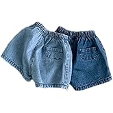 Colorful Childhood Toddler Denim Bloomers Shorts Baby Girls Boys Loose Harem Shorts 2pcs