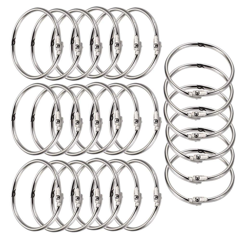 Elion 50 Pieces Metal Ring Binder Rings, Silver, 1.38/1.57 inch Inner/Outer Diameter, for Book, Loose-leaf, Scrapbook, Album, Recipe, Key Ring, Flashcard Binding