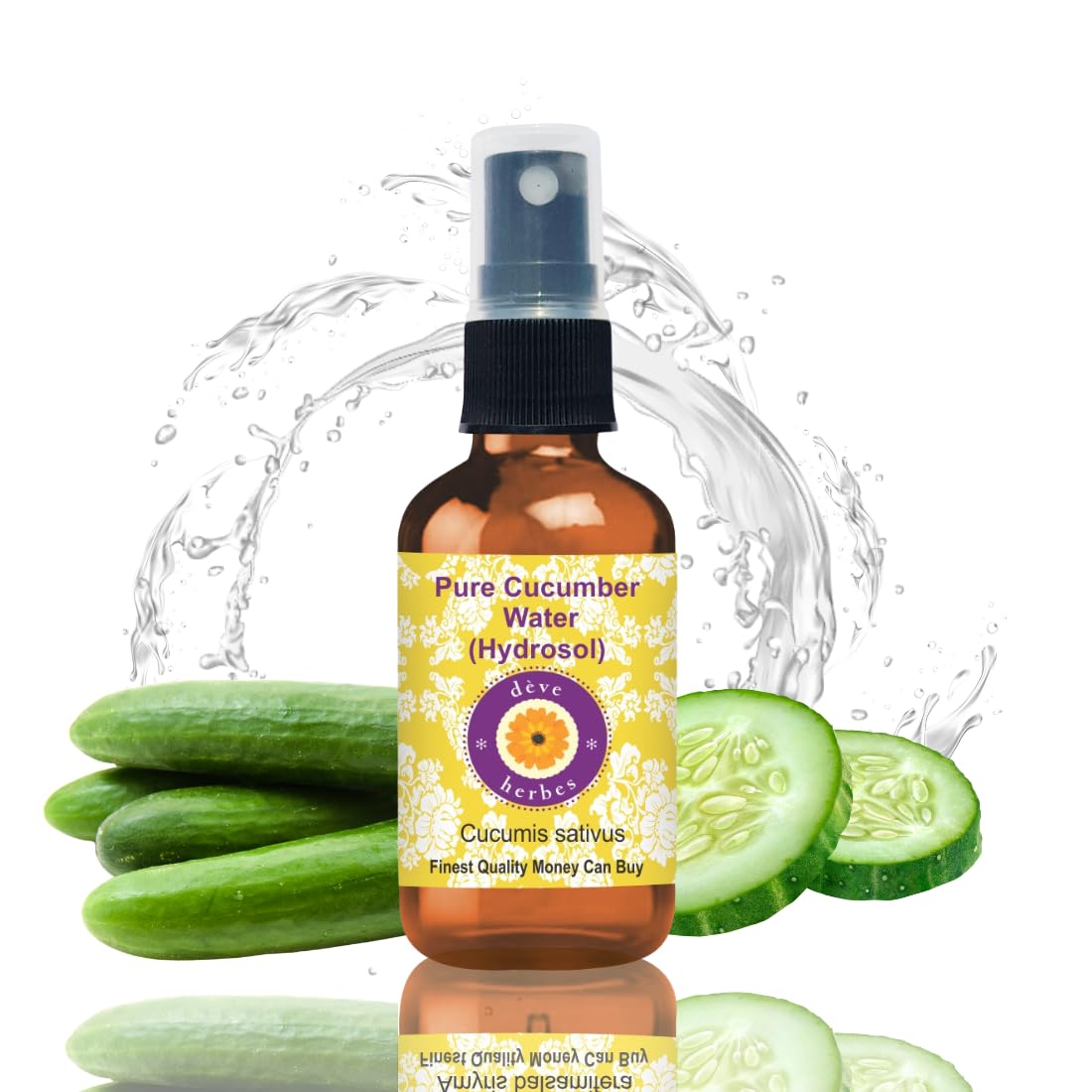 Deve Herbes Pure Cucumber Floral Water (Hydrosol) (Cucumis Sativa) Natural Therapeutic Grade 50ml (1.69 oz)