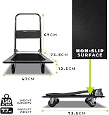 WMR Heavy-Duty Alloy Steel Platform Trolley 150kg Foldable Handle view 4