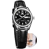 OLEVS Womens Leather Watch, Brown Womens Watches Leather Band Waterproof Analog Dainty Womens Ladies Watch for Small Wrists, Easy Read Luxury Dress Watches for Women Arabic Numbers White/Blue/Black