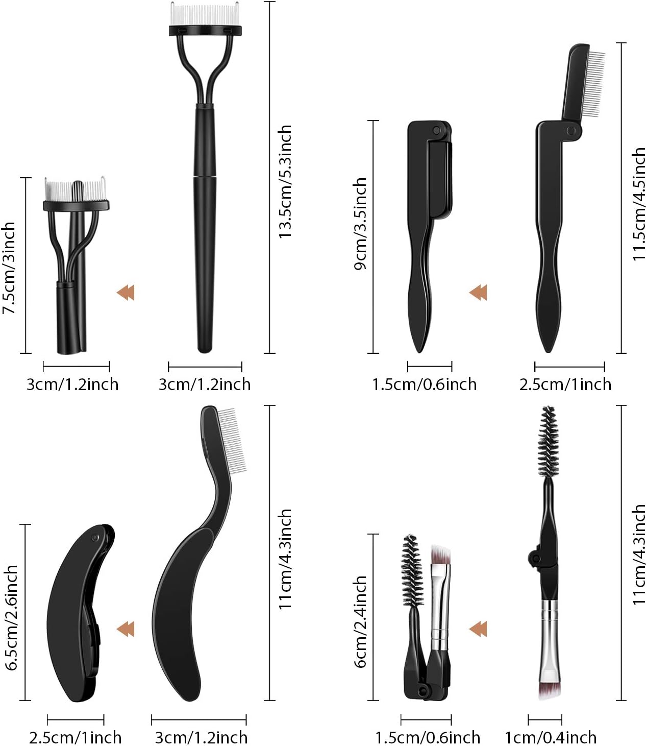 Folding Eyebrow Comb Eyelash Separator Eyebrow Eyelash Grooming Brush