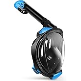 Greatever G2 Full Face Snorkel Mask with Latest Dry Top System,Foldable 180 Degree Panoramic View Snorkeling Mask with Camera Mount,Safe Breathing,Anti-Leak&Anti-Fog