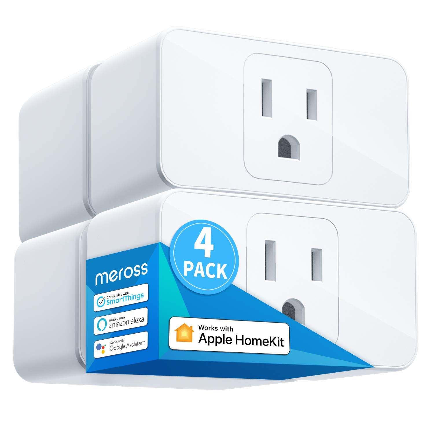 Photo 1 of meross Smart Plug Mini, 15A & Reliable Wi-Fi, Support Apple HomeKit, Siri, Alexa, Echo, Google Assistant and Nest Hub, App Control, Timer, No Hub Needed, 2.4G WiFi Only, 4 Pack