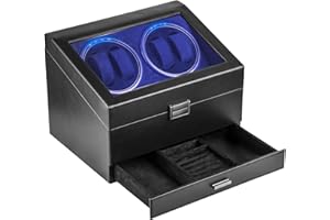J&T Technology Automatic Watch Winder with 6 Extra Watch Storage Box,Watch Winder for Automatic Watches with Super Quiet Mabuchi Motor (Black 01)