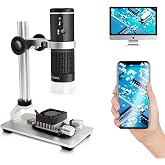 Cainda WiFi Digital Microscope for iPhone Android Phone and Mac Windows PC | 50-1000X Magnification Wireless Portable Microscope with Adjustable Metal Stand and Carrying Bag, HD 1080P/720P Video Record