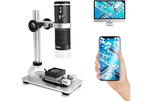 Cainda WiFi Digital Microscope for iPhone Android Phone Mac Windows, HD 1080P/720P Video Record 50-1000X Magnification Wireless Portable Microscope with Adjustable Metal Stand and Carrying Bag