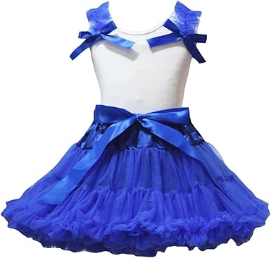 white shirt with blue skirt