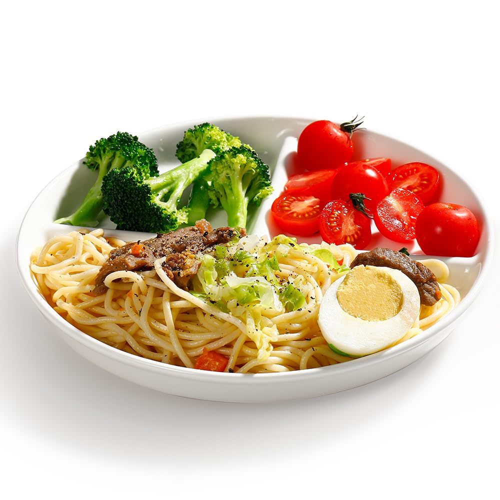 Photo 1 of AISBUGUR Ceramic Portion Control Plate for Weight Loss,9-Inch Divided Plate for Adults,3-Compartment Portion Plate for Healthy Eating,Dishwasher & Microwave Safe,White