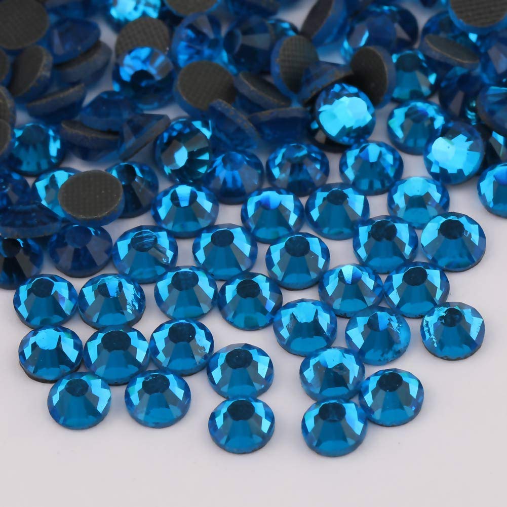 Crystal Hotfix Rhinestone,Machine Cut Stone 1440pcs/pkg (Capri Blue,SS10/3mm)