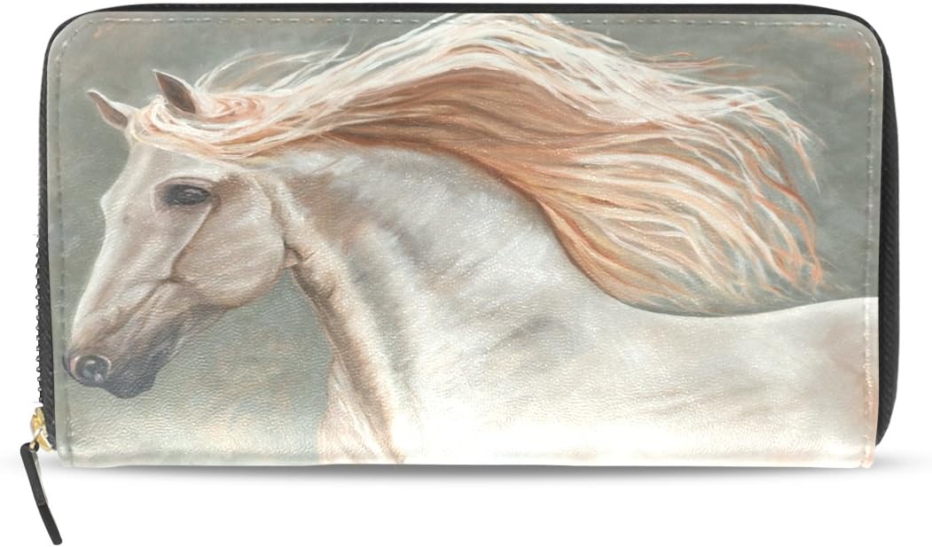 TJDY Swift Horse PU Leather Wallet for Shopping 8.07x4.53(In)