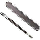 Metal Chopsticks Reusable,Stainless Steel,Titanium Plated,Black Phoenix 1PC | Portable Chop Stick with Case,Good for Beginners,Non-slip,Lightweight,Good for travel,snack,Chinese, Korean,Japanese Cuisines