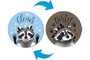 WIRESTER 3.5 inch Dishwasher Clean Dirty Flip Sign Double-Sided Decoration for Kitchen Dishwasher Washing Machine, Racoon