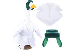 Shyyween 2 Pcs Christmas Cousin Robe Goose Outfit Halloween Xmas Porch Goose Clothes with Cute Robe Green Hats for 23'' Cement Statue Outdoor Patio Yard Lawn Art Decor