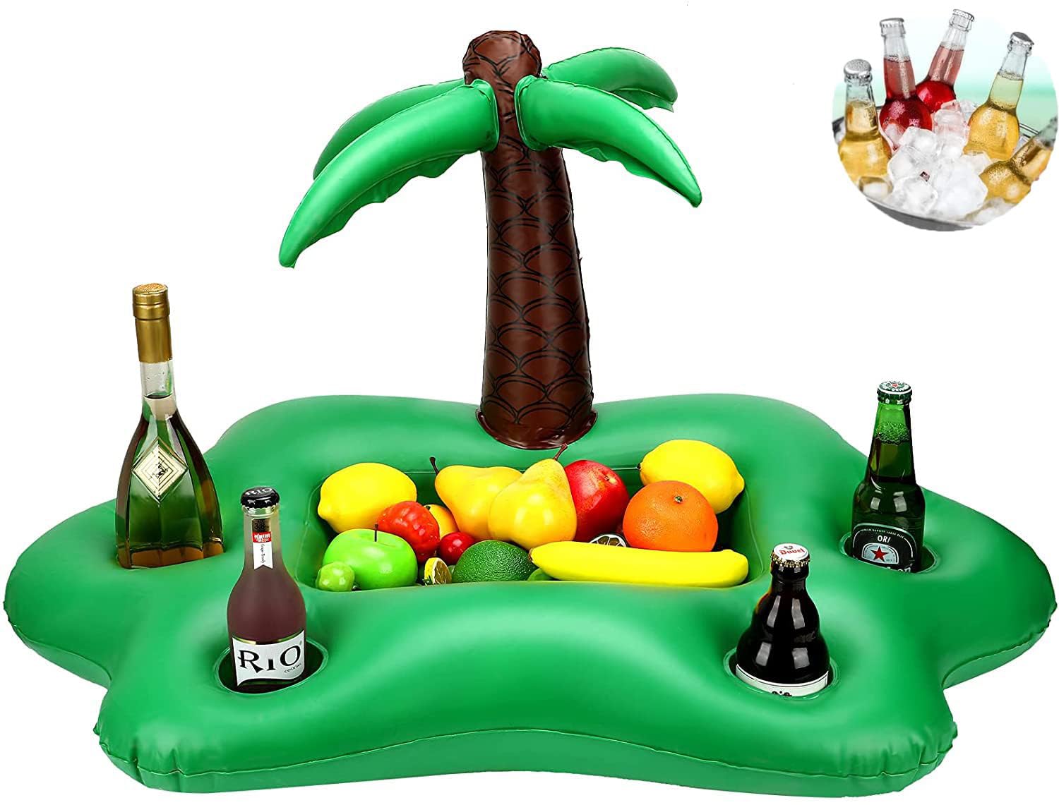Swimming Pool, Floating Bar for Pool, Cup Holder, Palm Tree Inflatable Floating Tray for Inflatable Pool, Suitable for Swimming Pools, Sea, Holidays, Bathing 95 x 55 x 55 cm