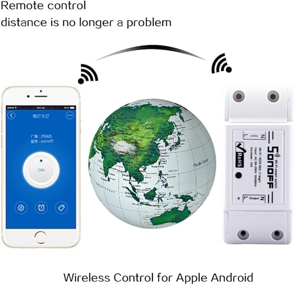 Docooler SONOFF 10A DIY Smart Wi Fi Modificacin General Control Remoto Alimentacin Cerrada con Smart App Enchufes estndar3pcs
