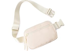 WESTBRONCO Fanny Packs for Women Men, Belt Bag with 4 Zipper Pockets, Fashion Waist Packs, Lightweight Crossbody Bags with Adjustable Strap for Workout/Running/Hiking (Beige)
