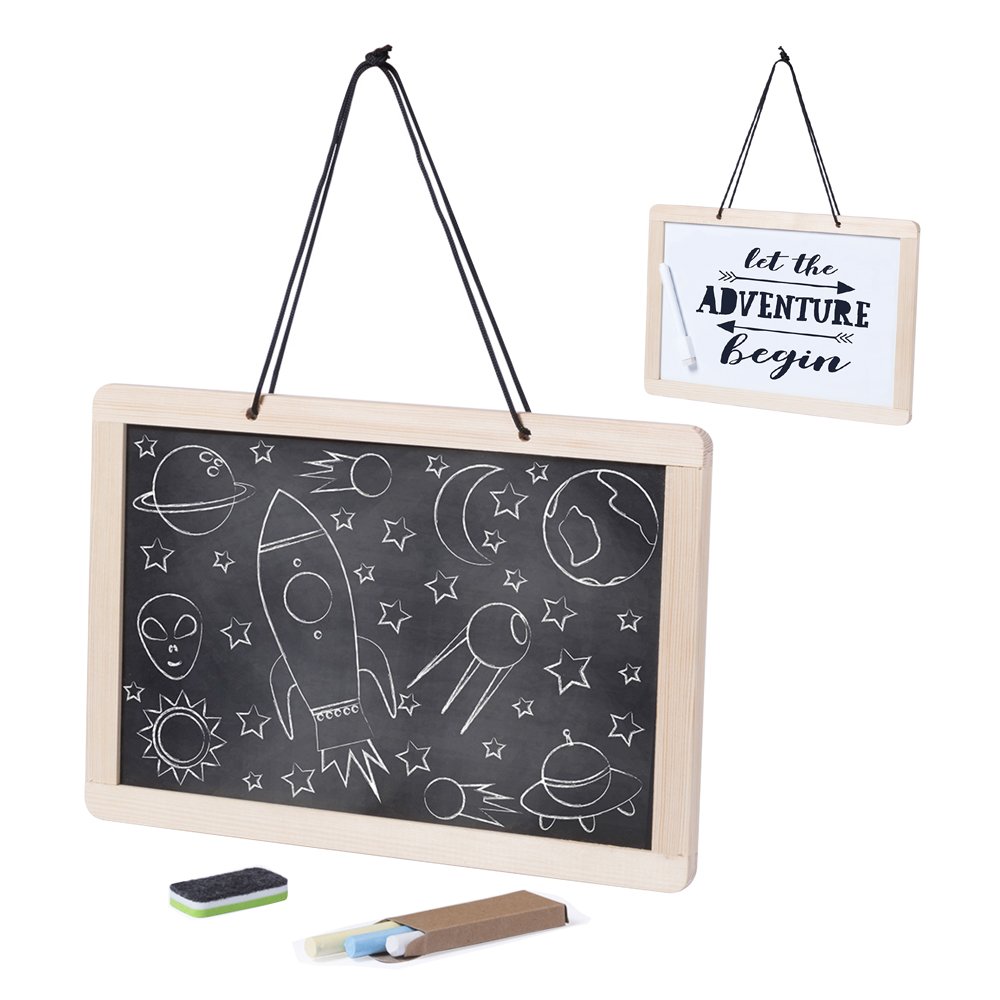 eBuyGB Double-Sided Chalkboard Whiteboard 31 x 21 cm Memo Notice Board inlcudes 3 Chalks, Felt Tip Pen and Eraser