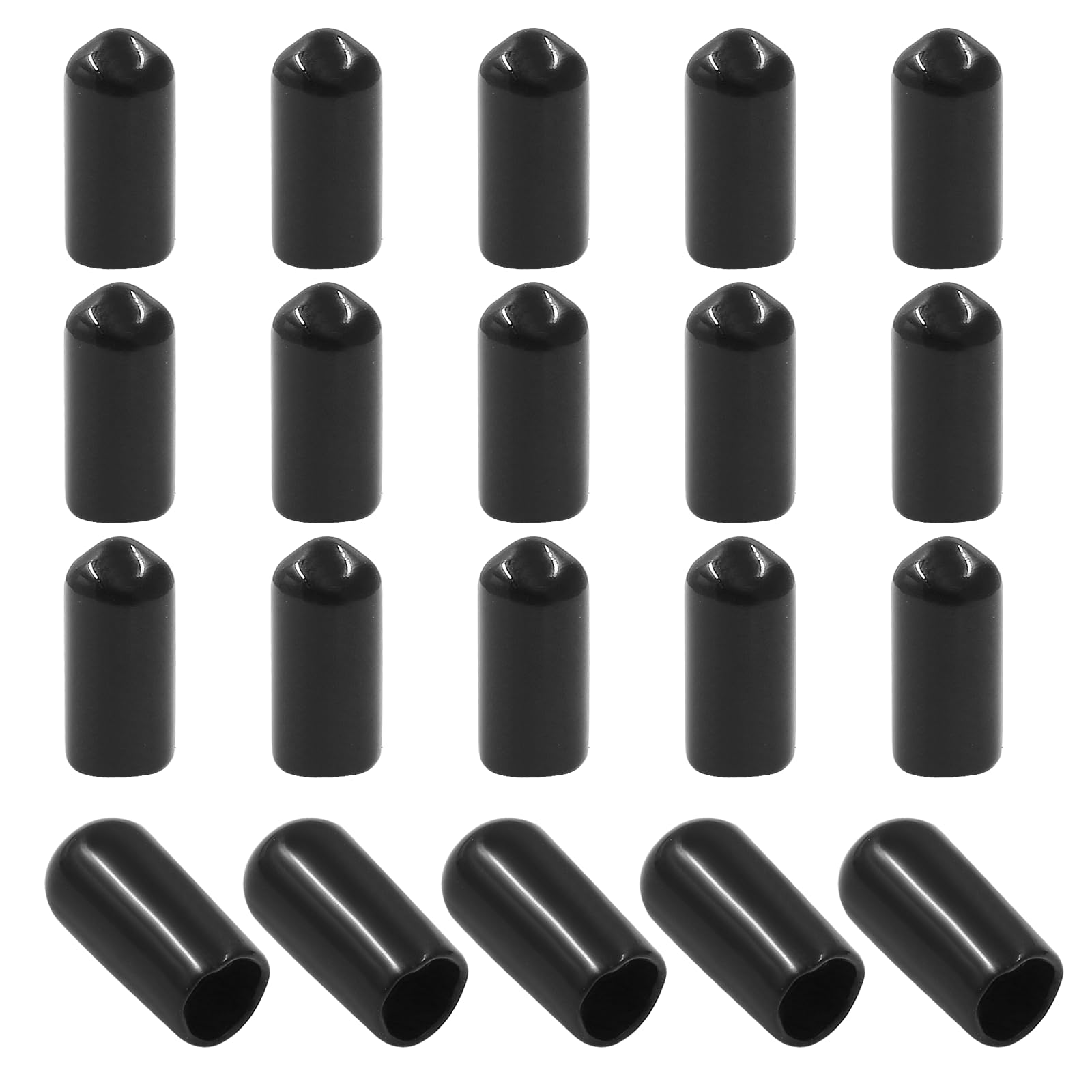 Photo 1 of Kyuionty 60PCS Vinyl Flexible Rubber End Caps, 6.5mm (1/4") ID Bolt Screw Thread Protectors (Black)