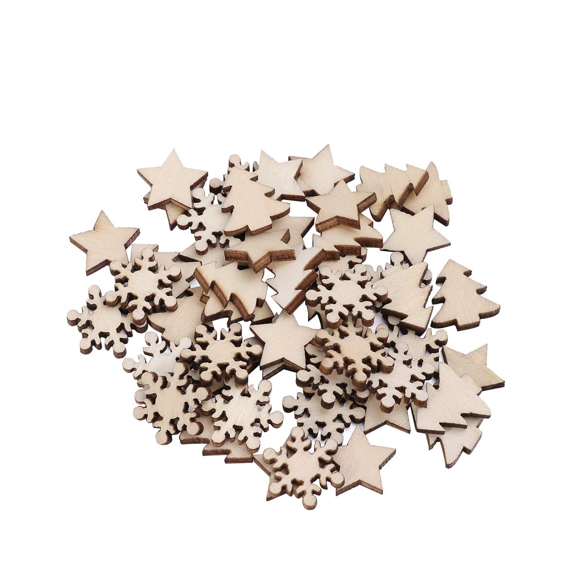 Holibanna 50pcs Christmas Tree Decoration Pendant Creative Christmas Long String Ornaments Wooden Hanging Decor DIY Pendant for Party Home Wall Door Ornaments Decoration Random Style