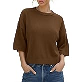 LaGracia Womens Short Sleeve Sweater Summer Oversized Cropped Sweaters Crew Neck Casual Knit Summer Crop Tops for Women 2026
