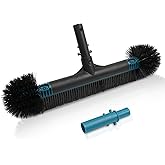 Poolvio 20" 2 in 1 Pool Brush Head for Swimming Pool, Heavy Duty Scrub Brush with EZ Clip & Wavy Nylon Bristles for Cleaning Pool Walls, Floors, Steps (Pole not Included)