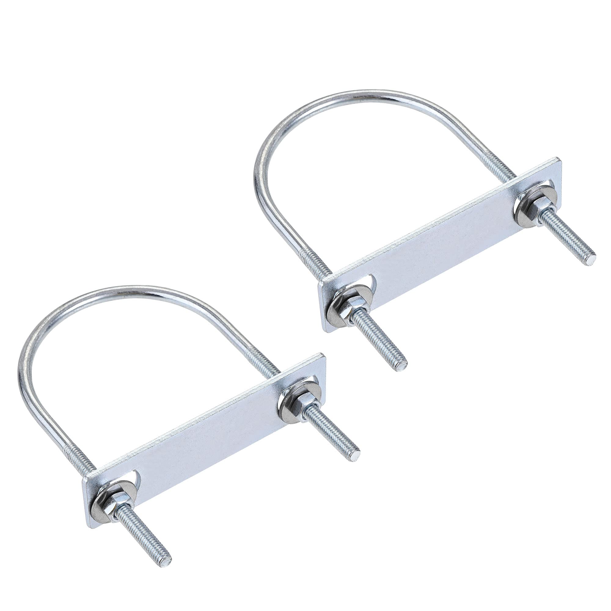 sourcing map Round U-Bolts 2 Sets2.76"(70mm) Inner Width 120mm Length Steel M6 with Nut, Plate, Washer