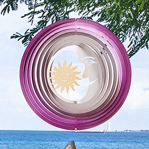Wind Spinners Outdoor Metal Clearance,3D Sun Moon Wind Spinner