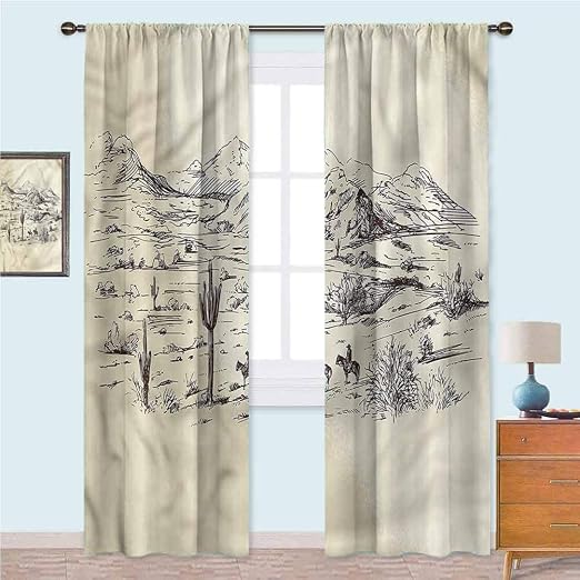YUAZHOQI Western Window Treatments Curtains Wild West Cowboys Blackout