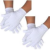 DreamHigh DH 2 Pairs White Cotton/Nylon Marching Gloves, Formal Tuxedo Honor Guard Parade Gloves