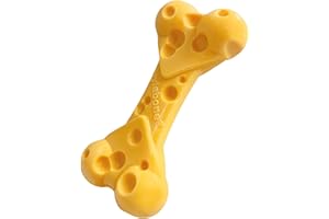 Nylabone Cheese Bone Power Chew Toy for Dogs, Cute Dog Toys for Aggressive Chewers, Cheese Flavor, Medium Dogs - Up to 35 lbs, 1 Count