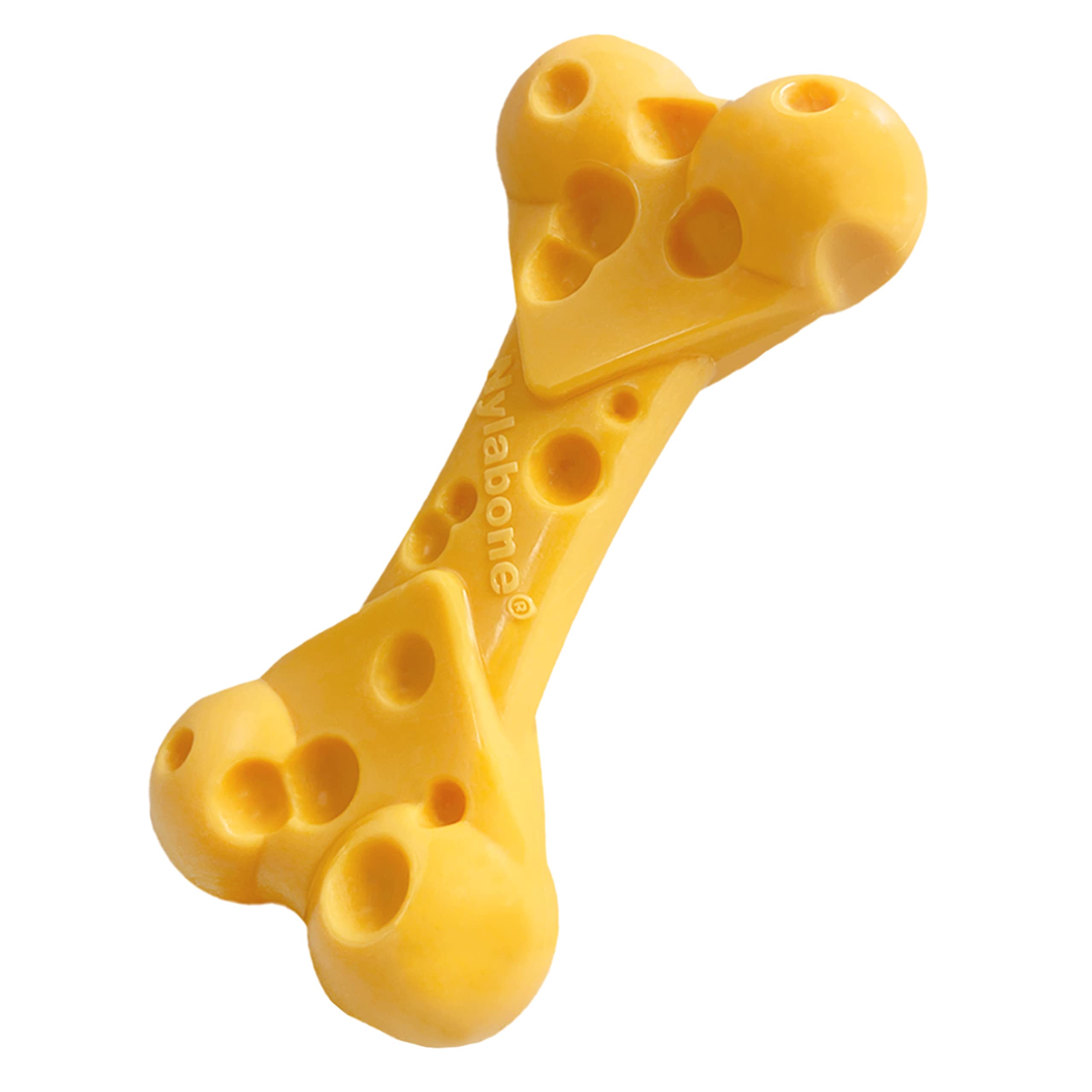 Photo 1 of Nylabone Cheese Bone Power Chew Toy for Dogs, Cute Dog Toys for Aggressive Chewers, Cheese Flavor, Medium Dogs - Up to 35 lbs, 1 Count