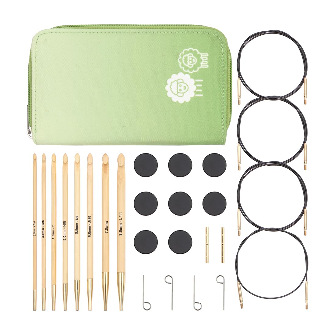 KnitPro Bamboo Deluxe Afghan/Tunisian Crochet Hook Set | 8 Sizes (3.5mm to 12mm)