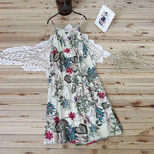image for Aniywn Women Vintage Floral Print Maxi Dress Bohemian Spaghetti Straps