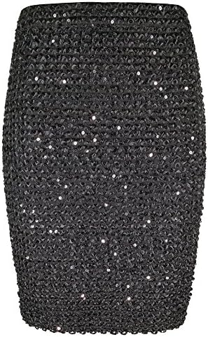FLECTIT Womens Sexy Shining Sequin Mini Skirt Elastic Bandage Bodycon Hobble Pencil Skirts